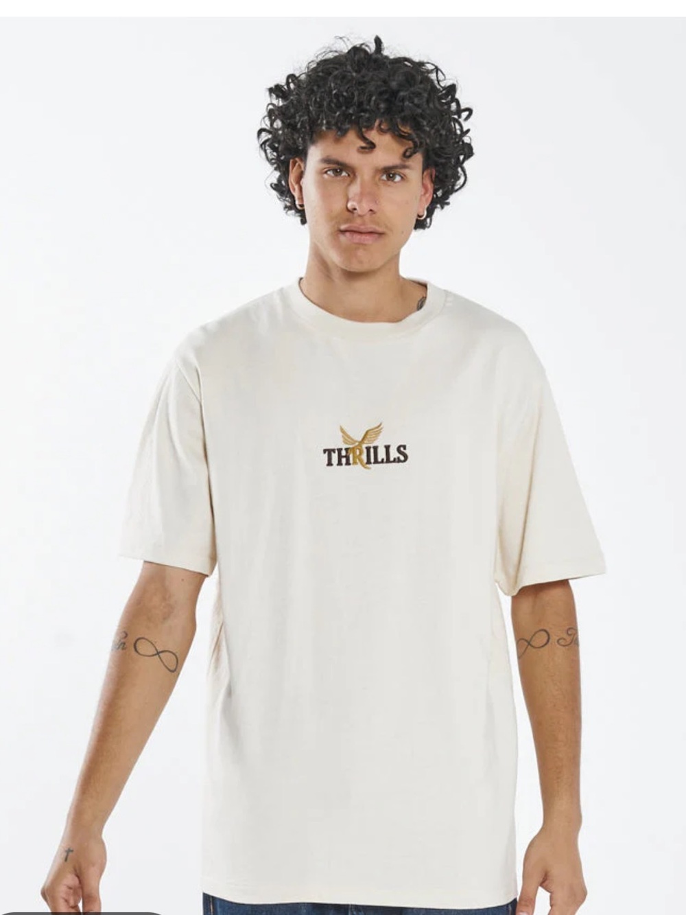 Thrills Unbleached Cream Logo Tee